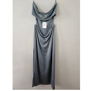 Forever 21 Womens Stone Blue Cowl Neck Side Cutout Maxi Tub Dress XL New NWT